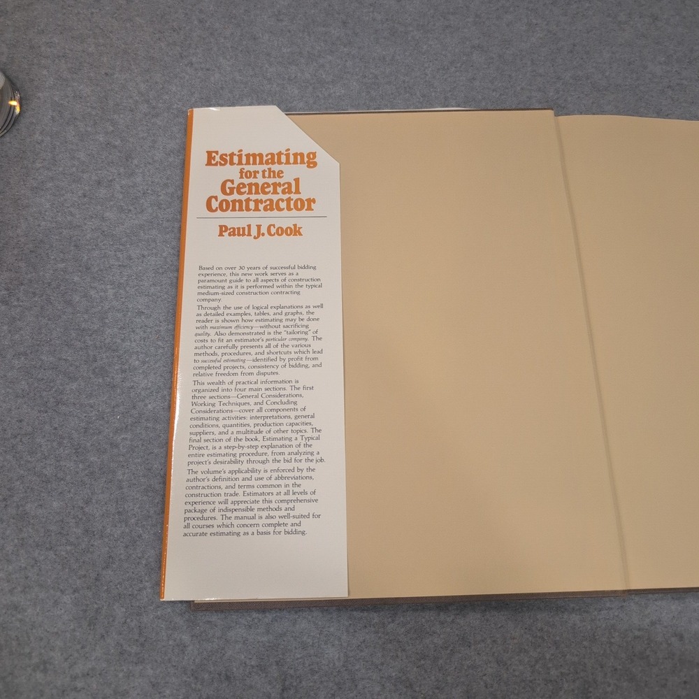 Estimating for the General Contractor Paul J Cook R.S. Means 1982 HC Manual - Picture 3 of 6